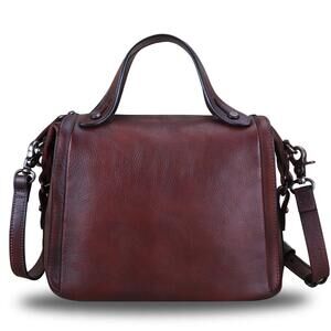 8316 Leather Satchel Purse Retro Handmade Top Handle Handbag Designer